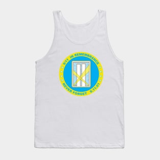 9/11 in Remembrance,  Never Forget, 9.11.01 in Cyan and Yellow Tank Top